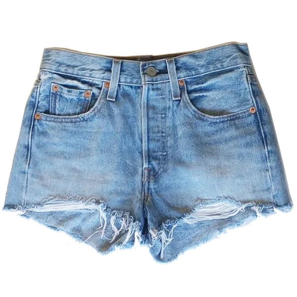Levi's 501 Cotton Mid Rise Cut Off Cheeky Shorts 24  Button Fly  2" Inseam 27x2